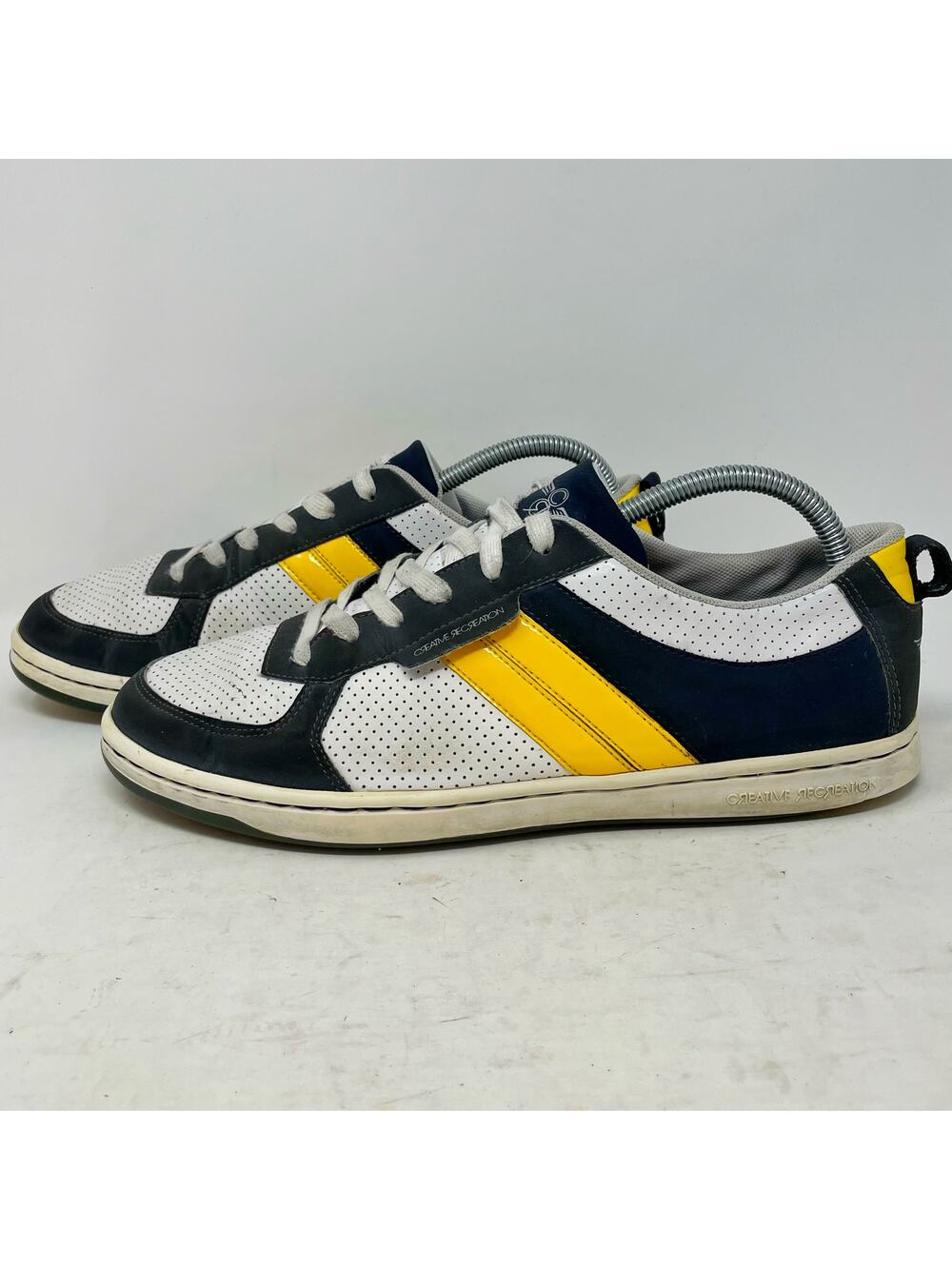 Creative Recreation Dicoco Leather Sneakers White Grey Yellow Mens Size 10